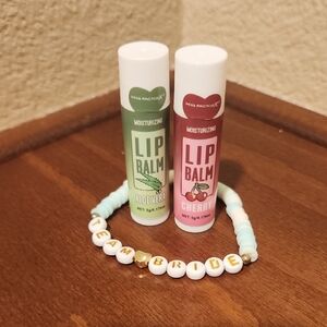 Miss Factoryx Lip Balm Set - Aloe Vera and Cherry & Team Bride Bracelet